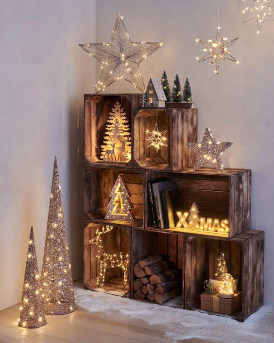 decoración navideña con cajas