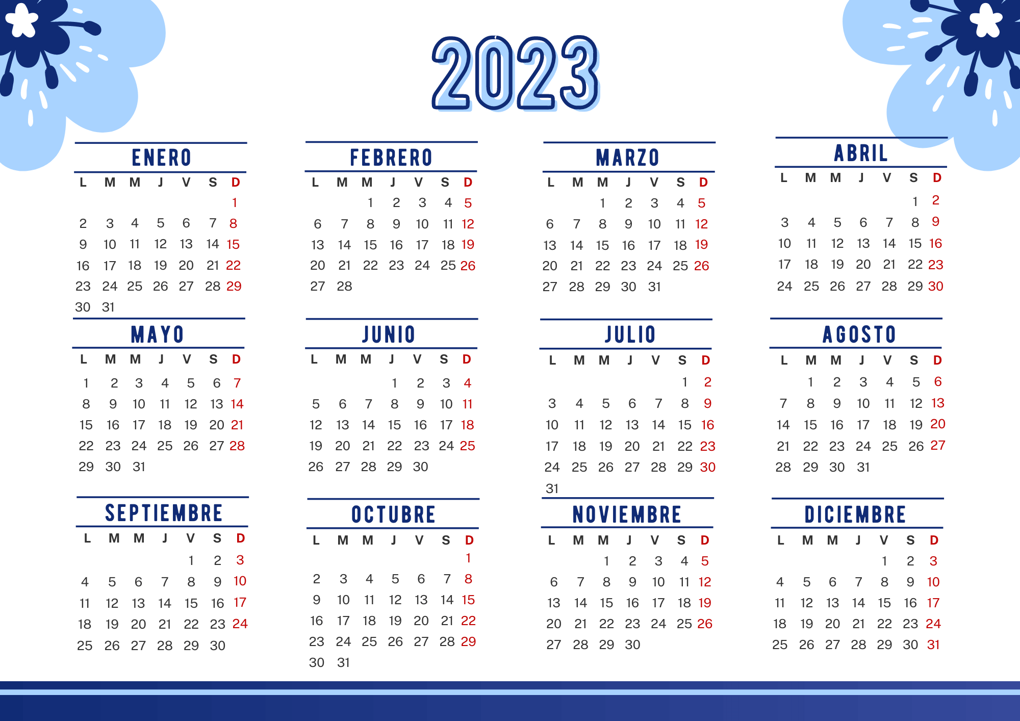 15 Calendarios Anuales 2023 Imprimibles Que Te Gustará Tener