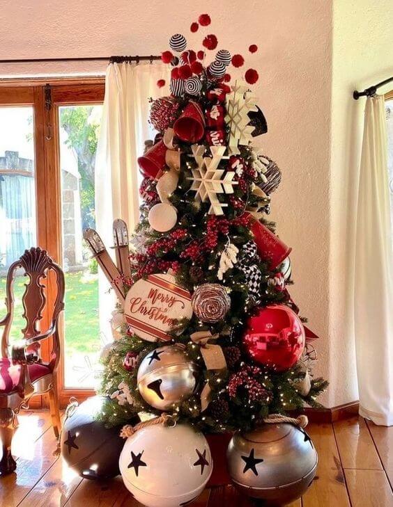 arbol de navidad con esferas grandes, arbol navideño con esferas gigantes   Ideas para arboles de navidad, Arboles de navidad ideas, Decoracion de  arboles