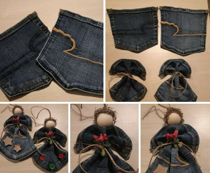 Adornos De Navidad Con Jeans Viejos