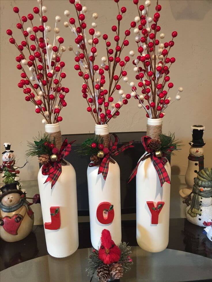 adornos navideños con botellas de vidrio