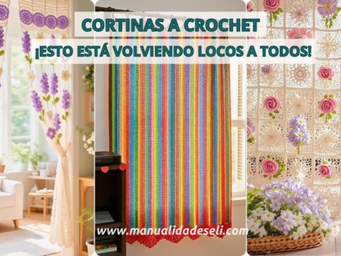 Cortinas tejidas a crochet en colores vibrantes y diseños florales, la nueva tendencia que está conquistando a todos.